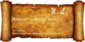Mahrer Lukrécia névjegykártya